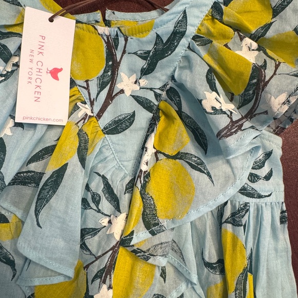 Pink Chicken Lemon Print Ruffle Romper - Picture 2 of 2